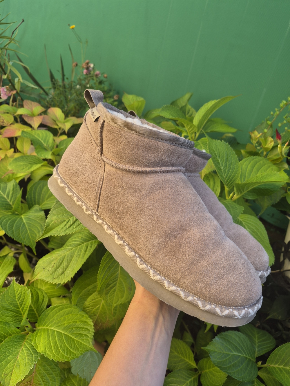 BearPaw Men's Taupe Suede Plush-Lined Slip-On Boots